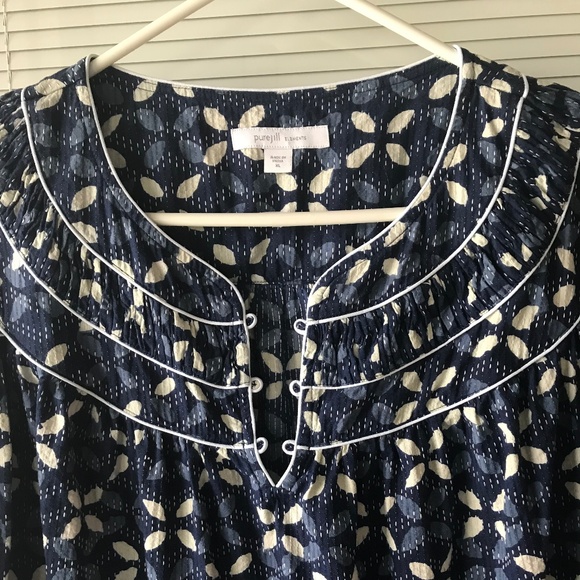 J. Jill Blue and White Floral Blouse - Picture 5 of 7